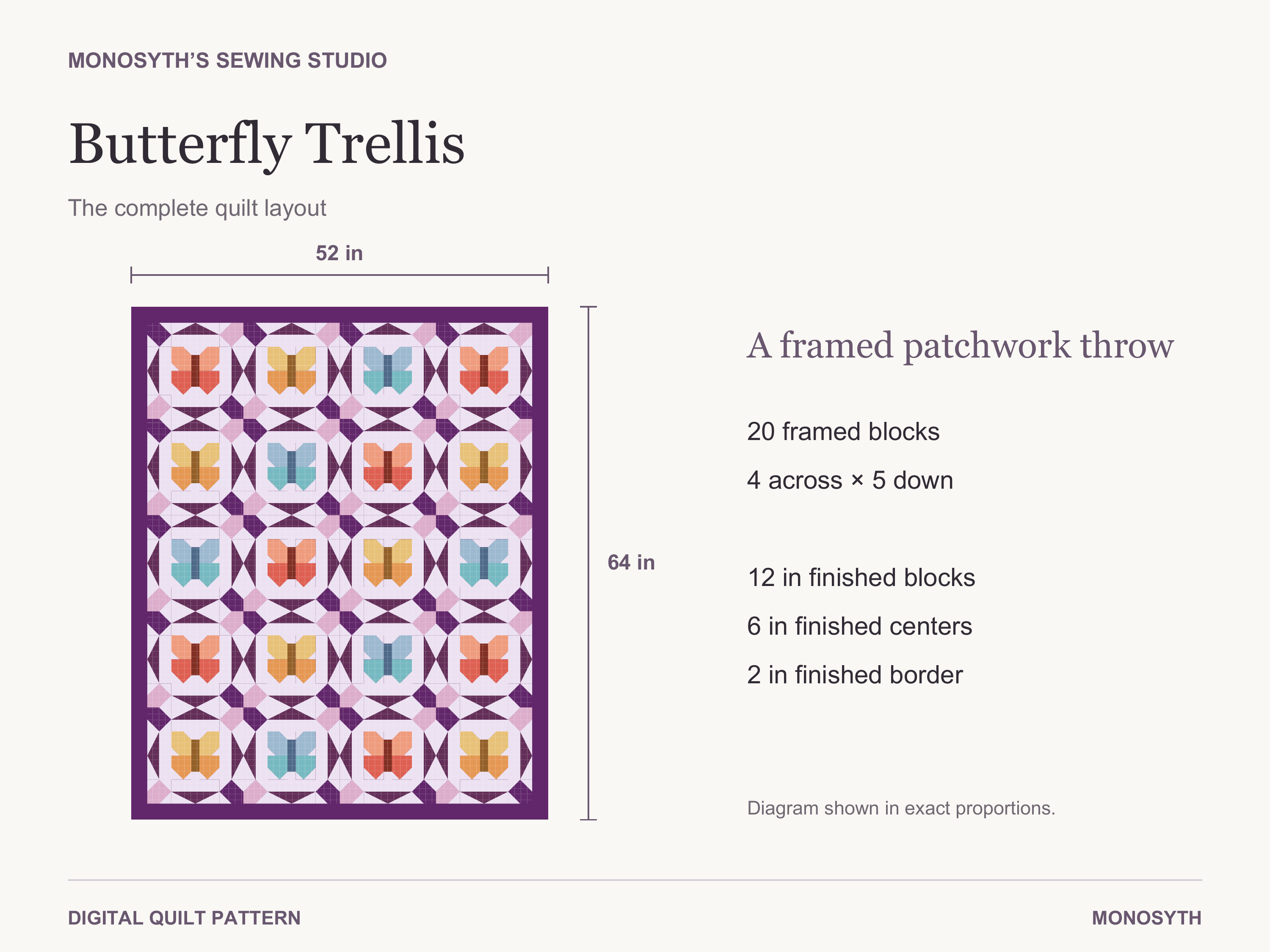 Butterfly Trellis full quilt layout and pattern overview