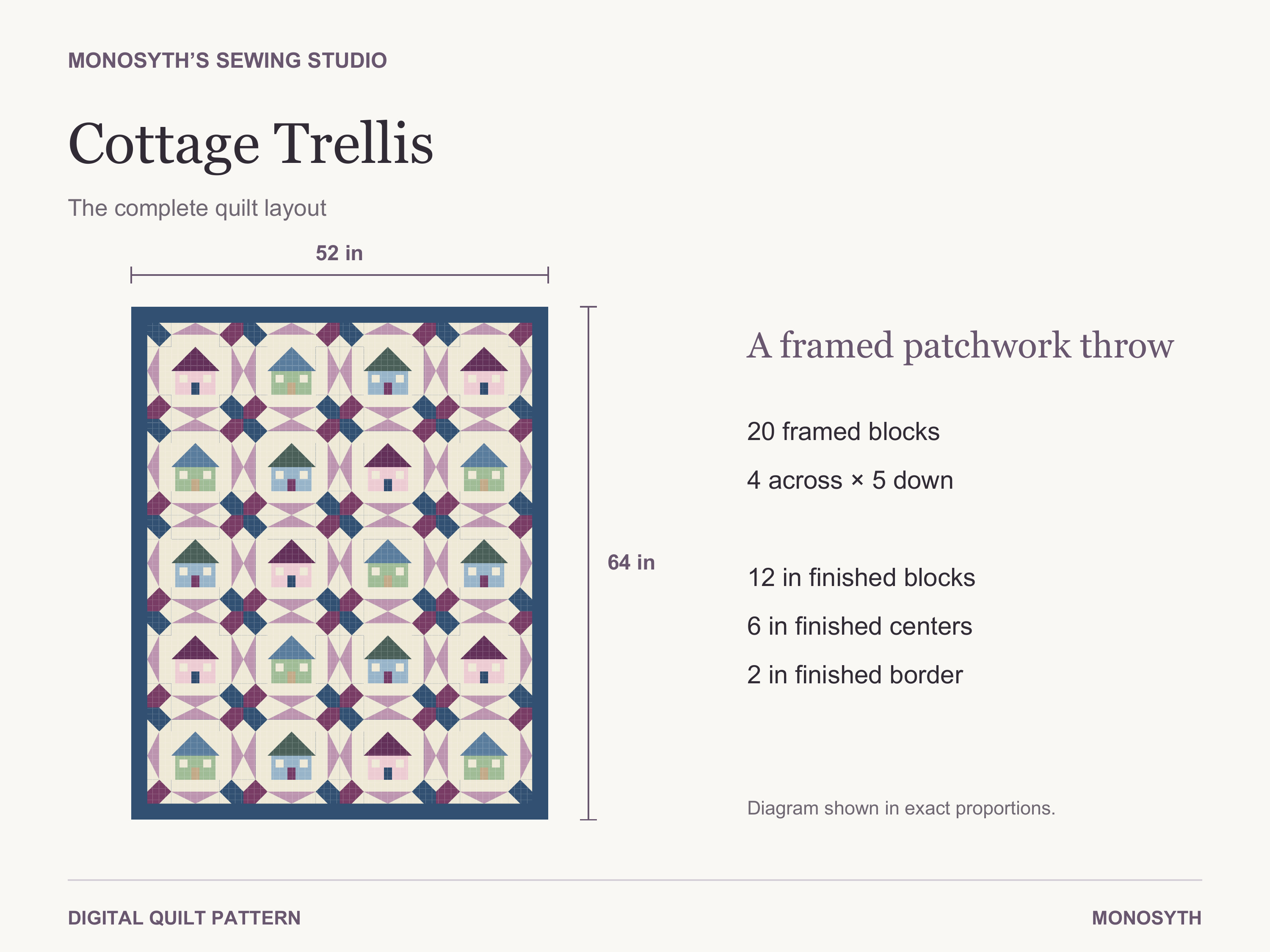 Cottage Trellis full quilt layout and pattern overview