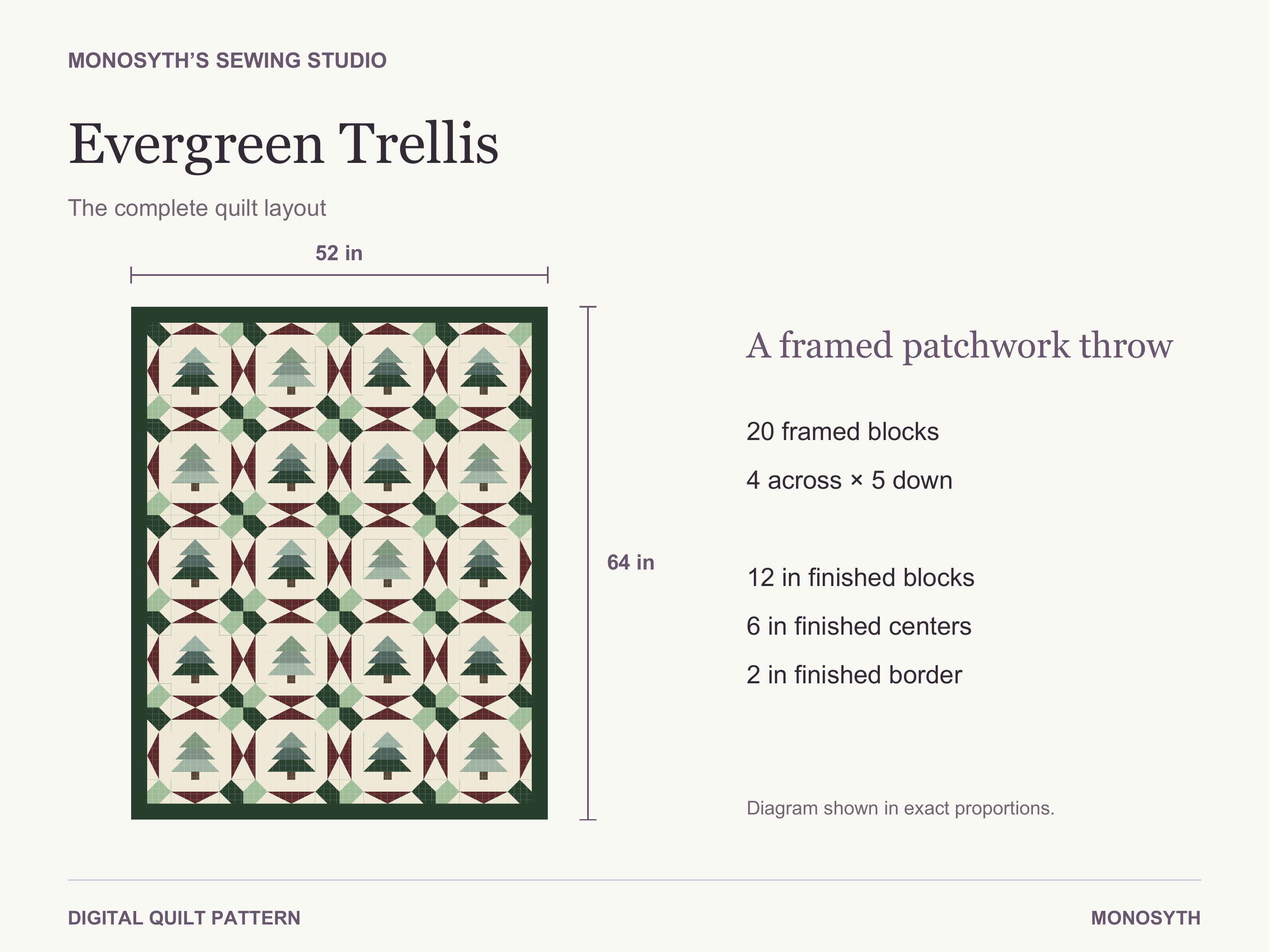 Evergreen Trellis full quilt layout and pattern overview