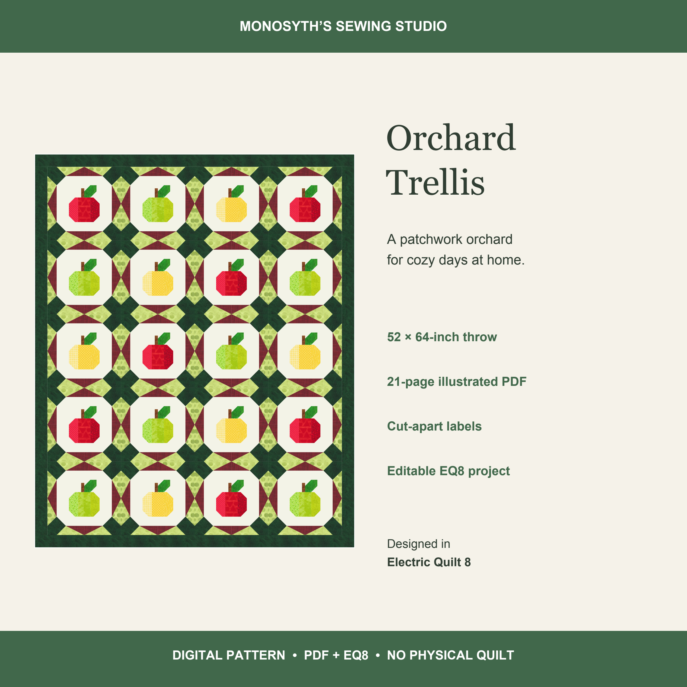 Orchard Trellis full quilt layout and pattern overview