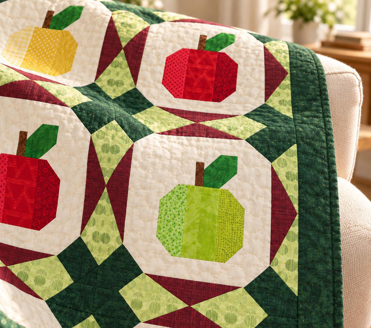 Orchard Trellis quilt shown in an illustrative lifestyle mockup