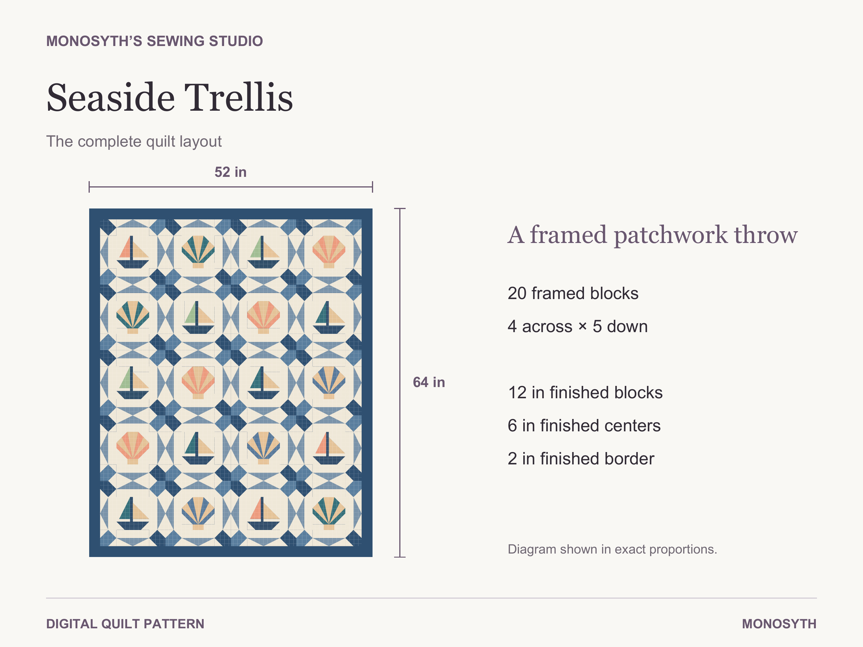 Seaside Trellis full quilt layout and pattern overview