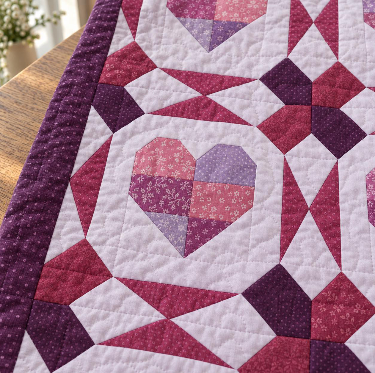 Sweetheart Trellis quilt shown in an illustrative lifestyle mockup